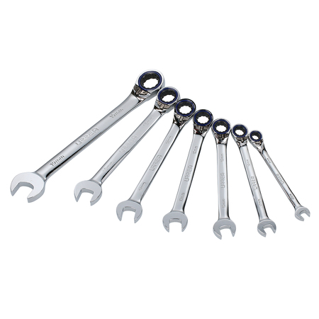 URREA Metric Reversible combination ratcheting wrench set (7 pieces). 12MR7M